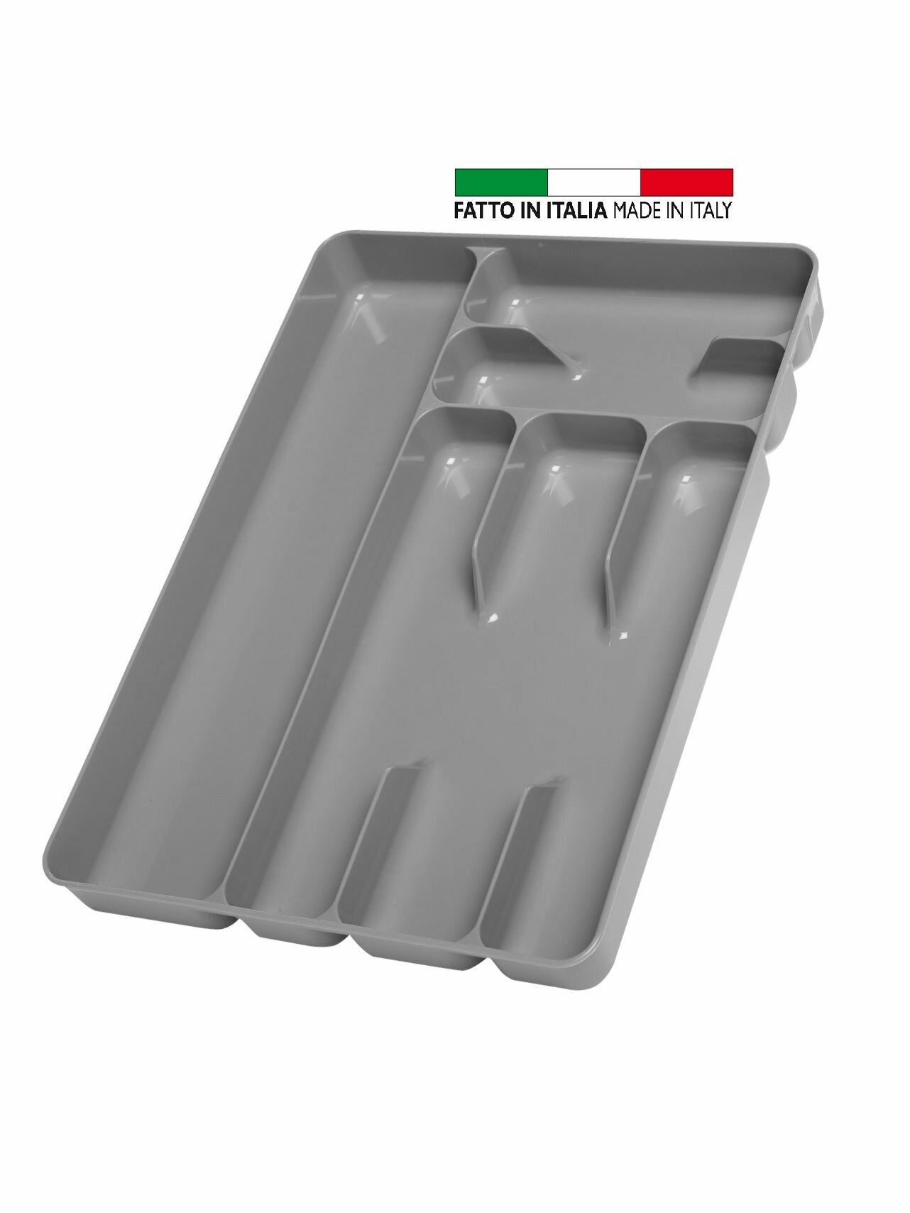 Лоток для столовых приборов  6 отделений  цвет  серый  33 5х24 5 см  Италия