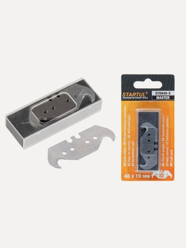Изображение товара Лезвия сменные крюковые 19х48мм 5шт STARTUL MASTER (ST0940-5) для монтажного ножа STARTUL MASTER (ST0935)