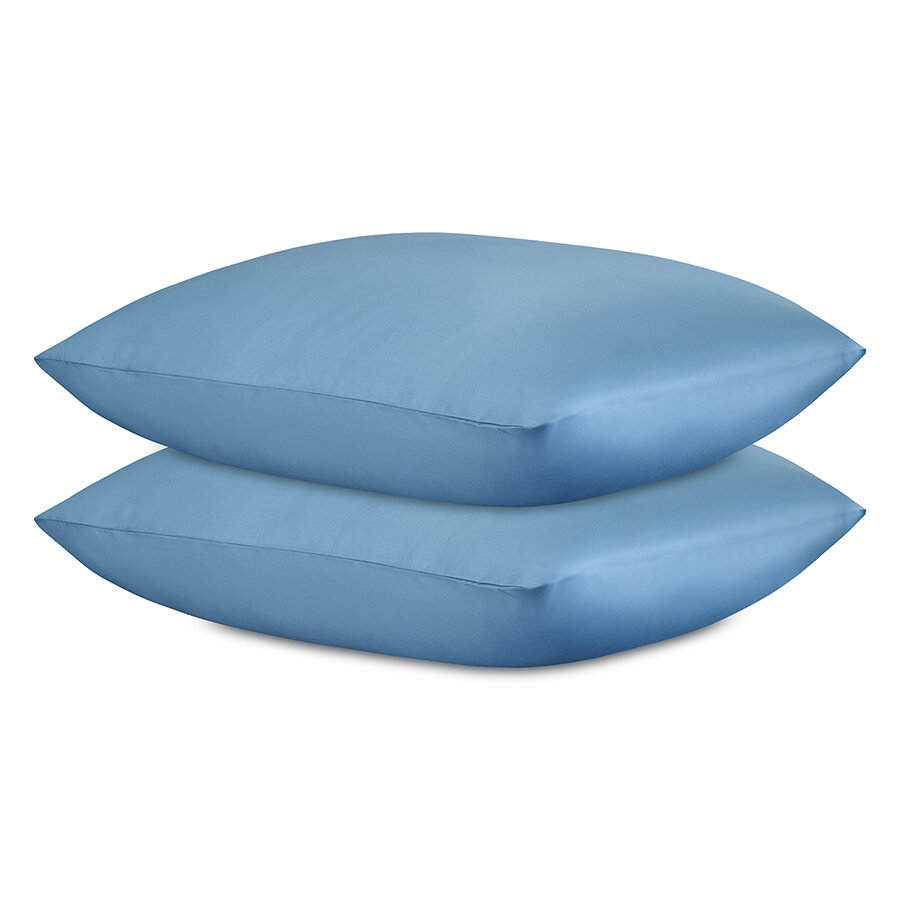 Наволочки 70х70 см из премиального сатина джинсово-синего цвета Essential набор 2 шт Tkano TK25-PC0004