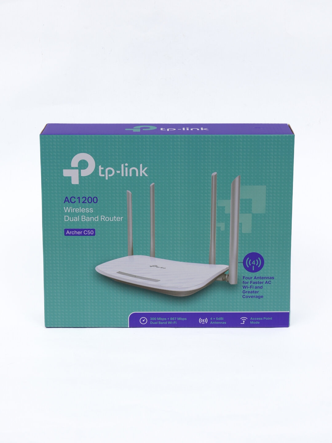 Wi-Fi-роутер TP-Link "Archer C50", черный и белый, поддержка Wi-Fi AC1200 — фото 1