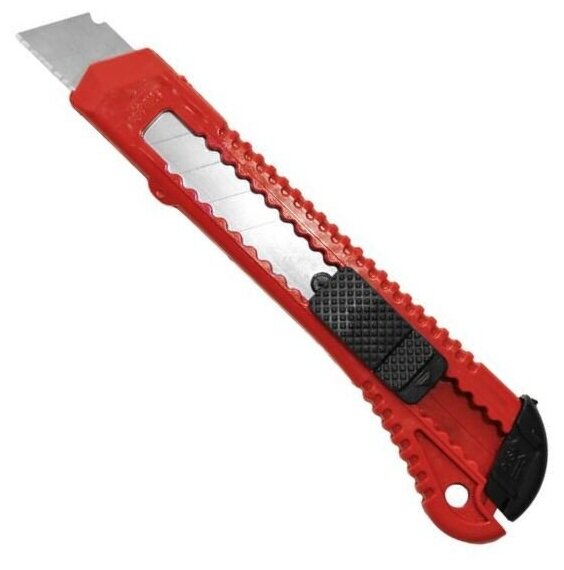 Нож канцелярский Attache лезвие 18 мм, с фиксатором, полибег, красный