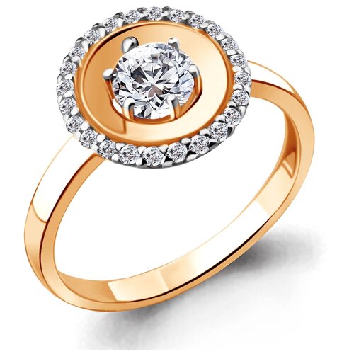 фото Кольцо из золочёного серебра aquamarine а68808а-п с фианитом diamant-online