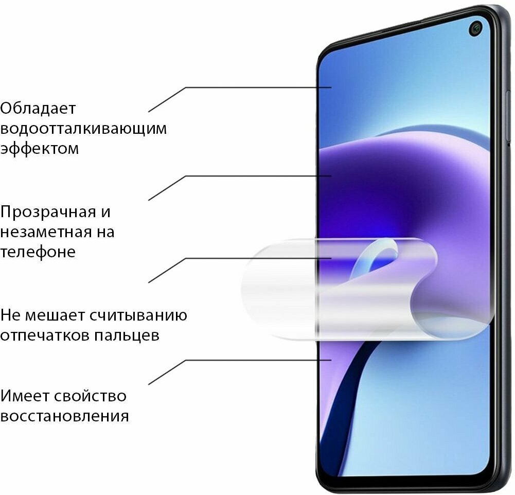 Гидрогелевая пленка LuxCase для Asus ROG Phone 5s Pro, Прозрачная, 0,14 мм, Front - фото №2