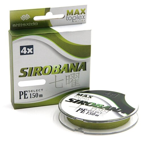 Шнур плетеный Shii Saido Sirobana 4X, L-150 м, d-0,104 мм, test-3,62 кг, olive/10/100/ шнур плетеный shii saido sirobana 4x l 150 м d 0 370 мм test 18 12 кг olive 10 100