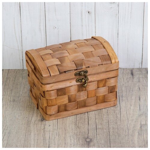 ооо сим Сундук «Плетёнка», с замком, 17?12?12 см, шпон