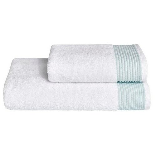 фото Махровое полотенце (1 шт) mollis soft (белый-зеленый), полотенце 50x100 soft cotton