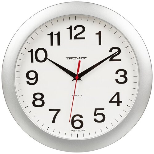фото Часы настенные troyka модель 01, диаметр 290 мм, пластик, серебро тройка