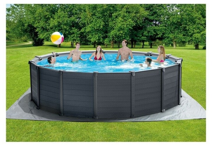 Каркасный бассейн Intex 478 х 124 см Graphite Gray Panel Pool + песочный фильтрующий насос - фотография № 3