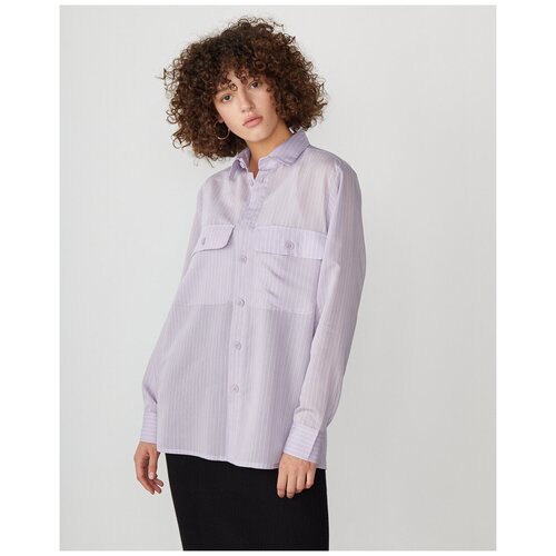 фото Cocos рубашка свободного кроя с накладными карманами на груди, лавандовый в полоску, m/l