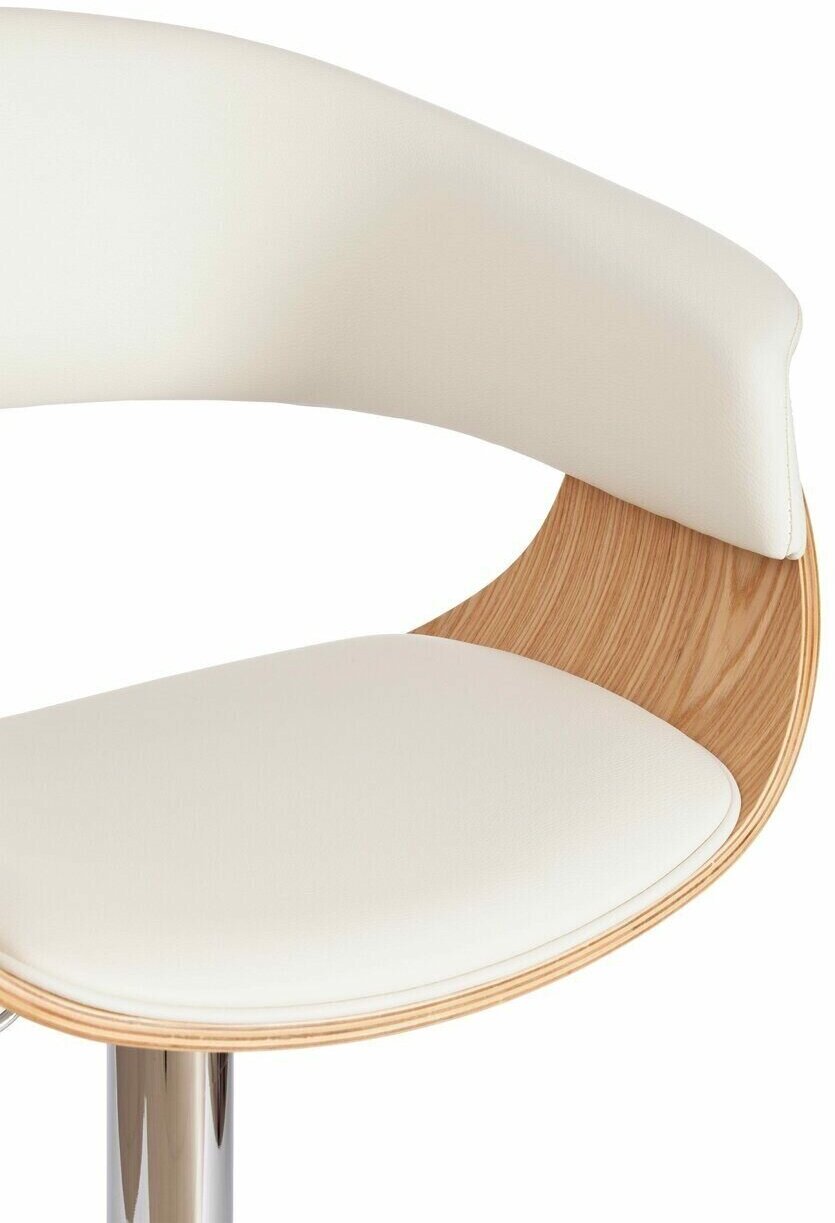 Барный стул VIMTA (mod.4021S) (13 660) TetChair металл/дерево/экокожа, 60х51х91,5-112,5 см, высота сиденья 61,5-82,5 см, белый/натуральный/хром - фотография № 16