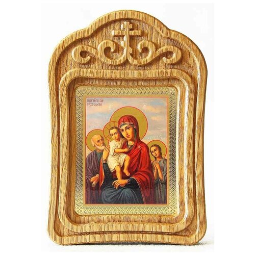 Икона Божией Матери Трех Радостей, резная деревянная рамка почаевская икона божией матери резная деревянная рамка
