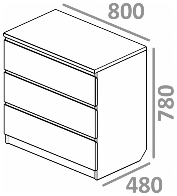 Комод для спальни, гостиной, детской, гардеробной, прихожей PLATS 3 ящика 80х78, белый - фотография № 3