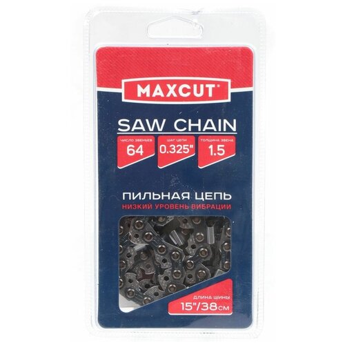 Цепь пильная Maxcut, 21LV-64E, цепь 0.325 ', 1.5 мм, 64 звен, блистер, 086321064 цепь maxcut 21lv 66e шаг 0 325 паз 1 5 66 звеньев 86321066