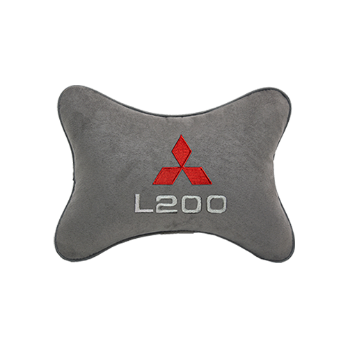 фото Подушка на подголовник алькантара l. grey c логотипом автомобиля l200 vital technologies