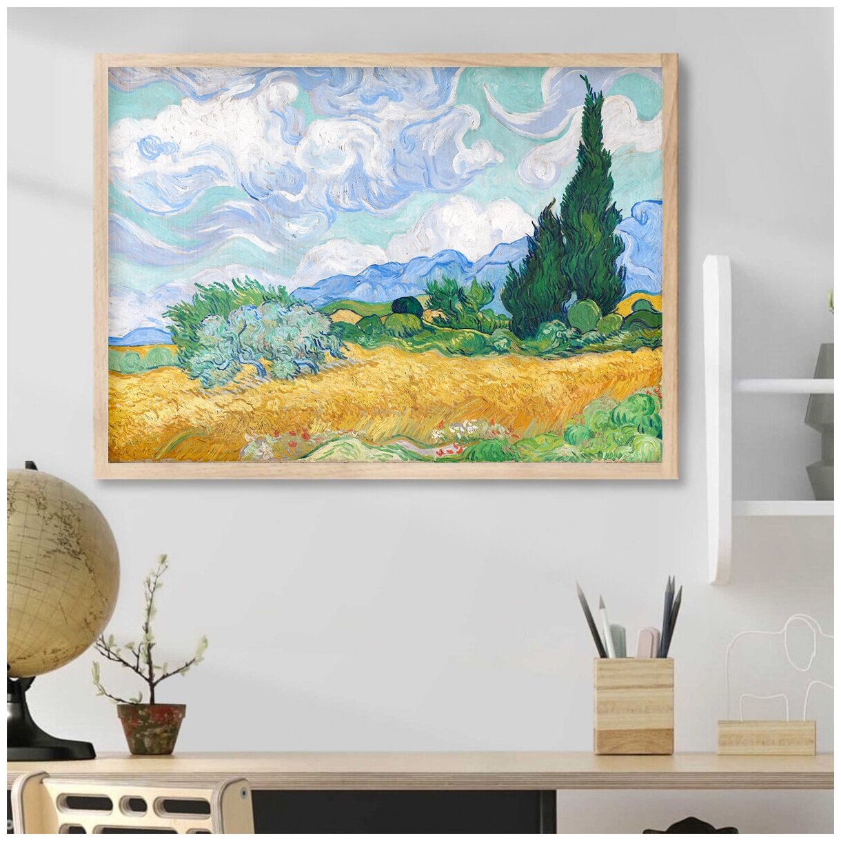 Репродукция Пшеничное поле с кипарисом Ван Гог
