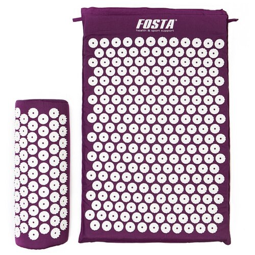Коврик валик акупунктурный аппликатор Кузнецова набор Fosta F 0107 фиолетовый с цветными иголками 2450₽
