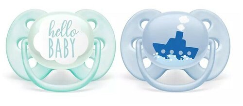 Соска-пустышка Philips AVENT Ultra Soft 0-6мес (2 шт) Кораблик