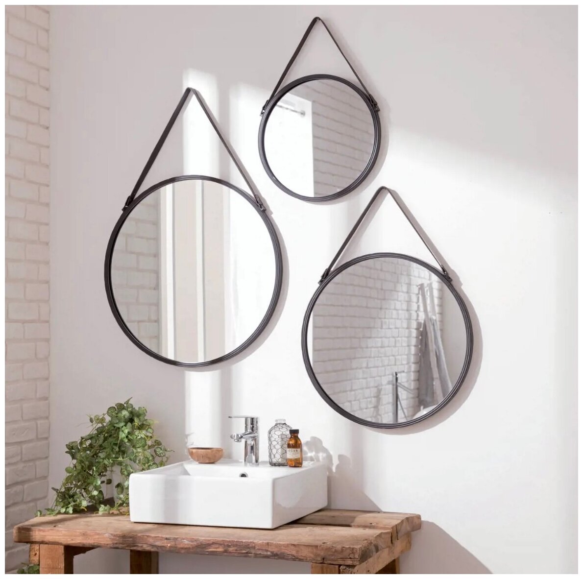 Зеркало декоративное Inspire Barbier, круг, 55 см, цвет чёрный - фотография № 3