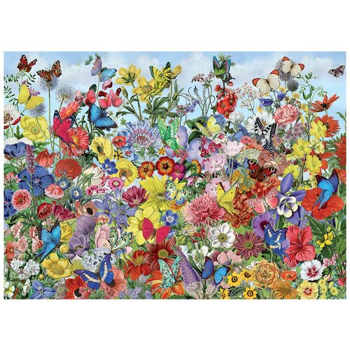 Купить Пазлы 1000 деталей Бабочки в цветах, Cobble Hill
