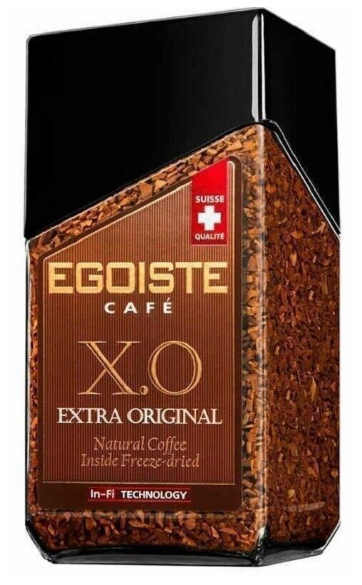 Кофе сублимированный EGOISTE X. O. молотый в растворимом стеклянная банка 100г.