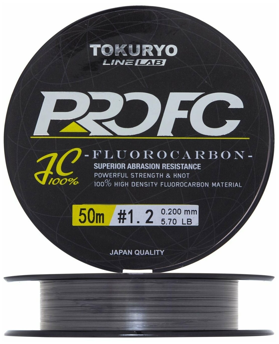 Леска флюорокарбон для рыбалки Tokuryo Fluorocarbon Pro FC #1,2 50м (clear) / Сделано в Японии
