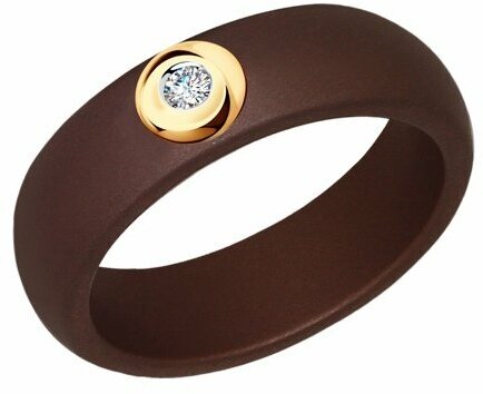Кольцо Diamant online, красное золото, 585 проба, бриллиант, керамика, размер 16, бесцветный