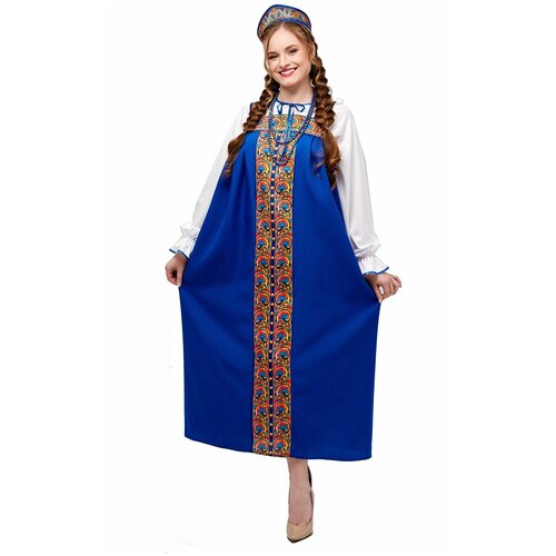фото Русский народный сарафан женский взрослый синий мой карнавал