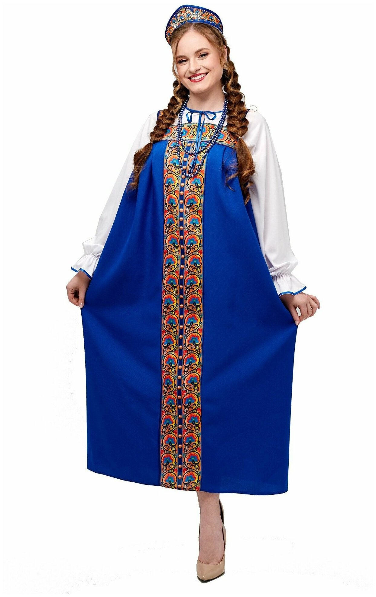 Русский народный сарафан женский взрослый синий