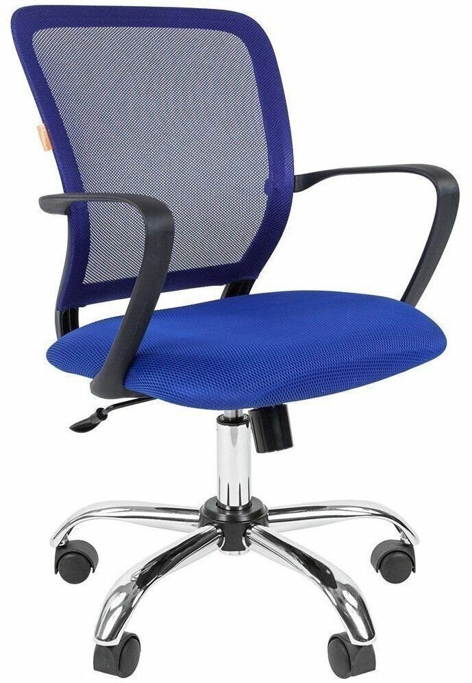 Офисное кресло CHAIRMAN 698 с хромированной крестовиной, ткань/сетка, синий N