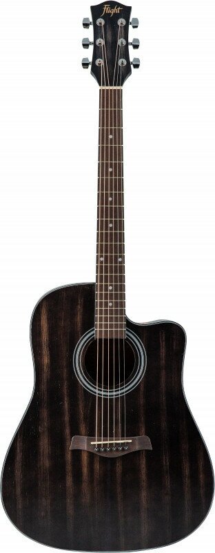 FLIGHT D-155C MAH BK акустическая гитара с вырезом, в. дека-махагони, корпус-махагони, цвет черный