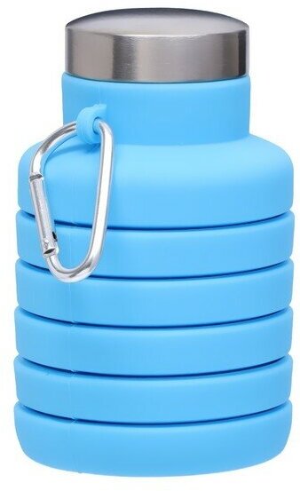 Силиконовая бутылка для воды 500 мл, синяя 7 х 21 см 9314201 . - фотография № 9