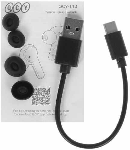 Беспроводные наушники QCY T13, USB Type-C, черный