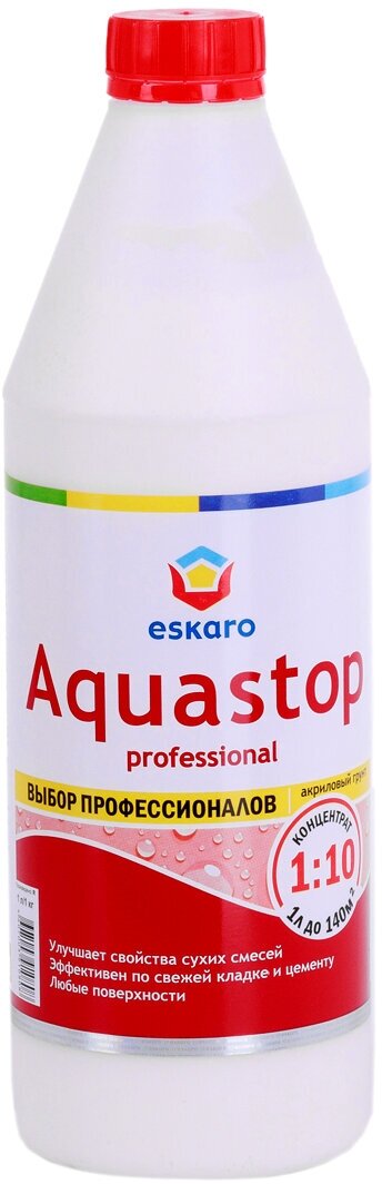 Грунтовка воднодисперсионная, акриловая, Eskaro, Aquastop Professional, концентрат 1:10, 1 л