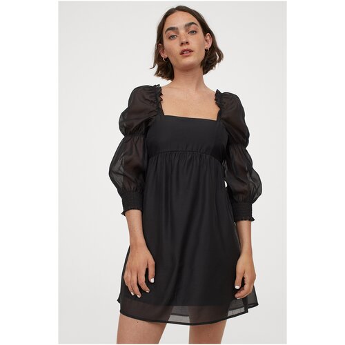 Платье H&M, мини, открытая спина, размер 14, черный
