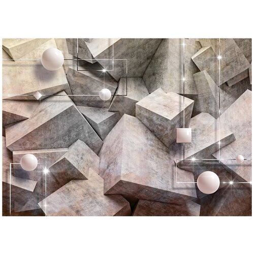 Бетонные кубы 3D кирпич - Виниловые фотообои, (211х150 см)