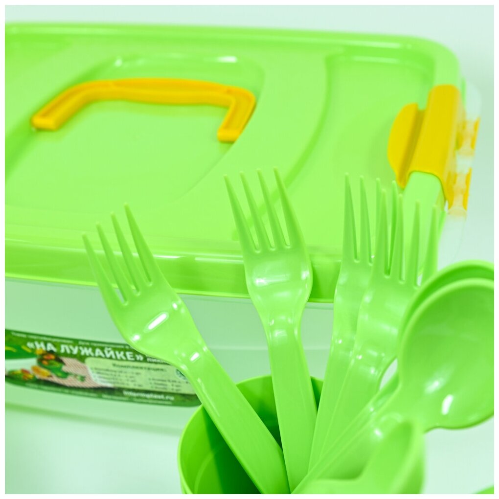 Набор посуды "На лужайке" на 4 персоны, цвет салатовый - фотография № 9