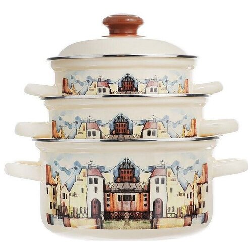 Набор эмалированных кастрюль Старый город №124 1,5х2х3л АП2/4 Км