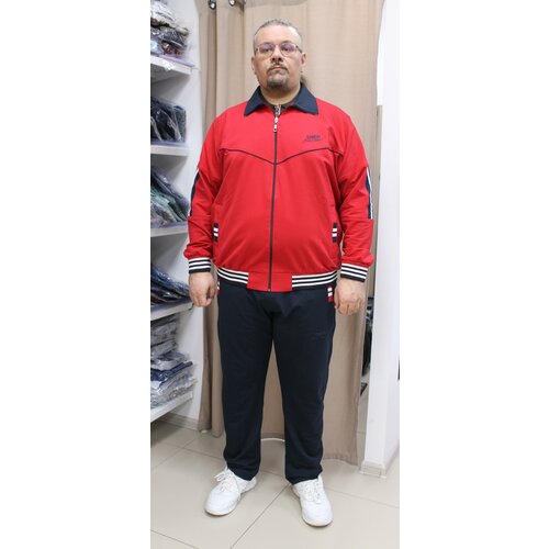 фото Костюм ramon miele, олимпийка и брюки, силуэт свободный, карманы, размер 6xl(68-70), красный