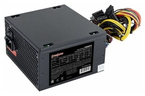 Блок питания ATX Exegate 550NPX EX282071RUS 550W, black,12cm fan, 24p+4p, 6/8p PCI-E, 3*SATA, 2*IDE, FDD