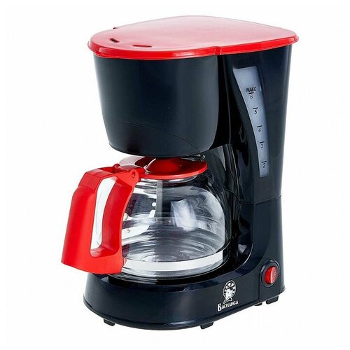 Кофеварка василиса КВ1-600, капельная, 600 Вт, 0.6 л, чёрно-красная