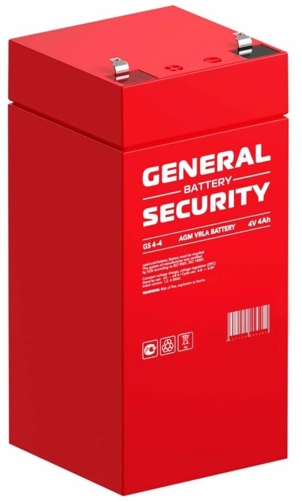 Аккумулятор General Security GS 4-4 (4V / 4Ah) ИБП / касса / освещение / геодезия / игрушки