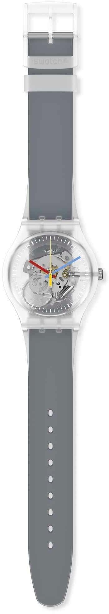 Наручные часы swatch CLEARLY BLACK STRIPED SUOK157, серебряный