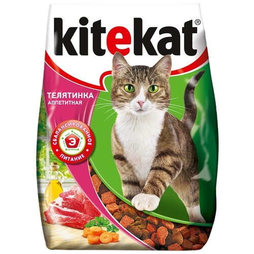 Корм сухой для кошек KITEKAT с аппетитной телятинкой, 350г, 10 упаковок