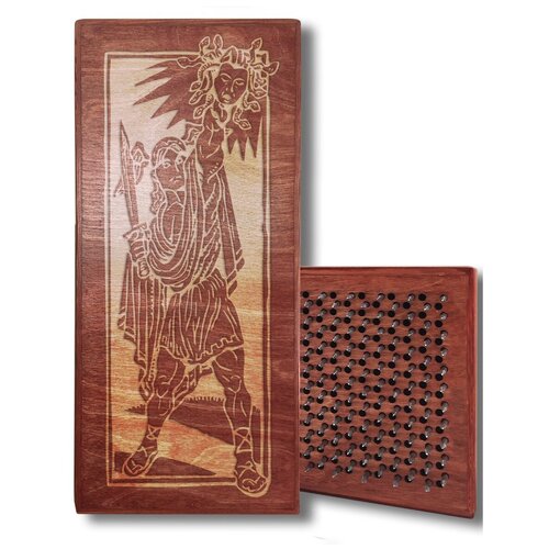 фото Доска садху белая древняя греция - 361, размер 31x14, шаг гвоздей 10 мм чакра