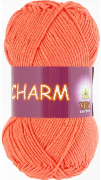 Пряжа Vita cotton Charm оранжевый коралл (4196), 100%мерсеризованный хлопок, 106м, 50г, 3шт