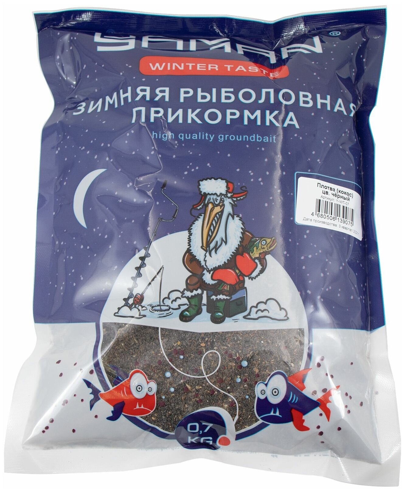 Прикормка Yaman Winter Taste Плотва зимняя увлажненная (кокос) цв. чёрный 700 г