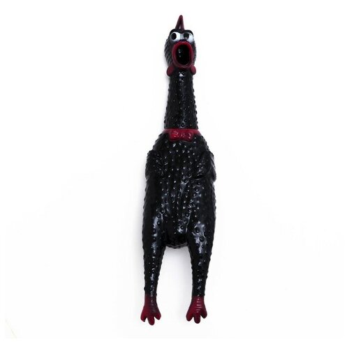 Игрушка пищащая Задумчивая курица для собак, 28 см, чёрная