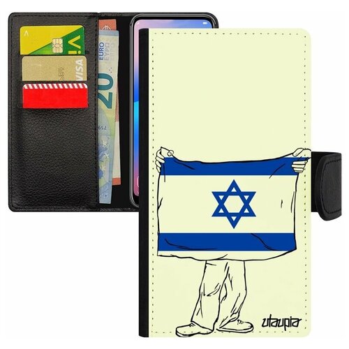 фото Чехол книжка для мобильного iphone 7 plus, "флаг израиля с руками" туризм страна utaupia