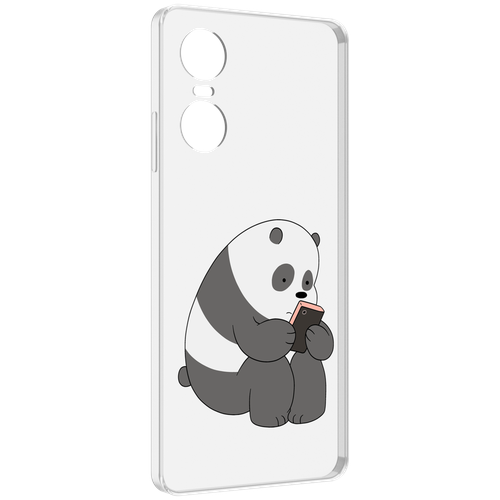 Чехол MyPads панда-в-телефоне для Tecno Pop 6 Pro задняя-панель-накладка-бампер