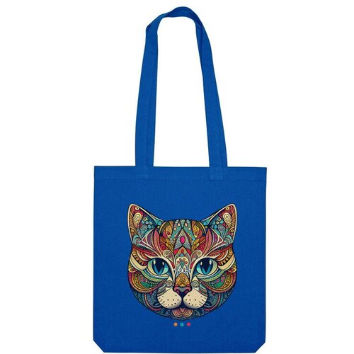 Сумка шоппер Us Basic, синий мужская футболка цветная кошка с узорами мандала s серый меланж
